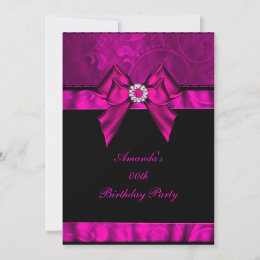 Birthday Party Pink Jewel Bow Afbeelding Kaart (Voorkant)
