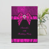 Birthday Party Pink Jewel Bow Afbeelding Kaart (Staand voorkant)
