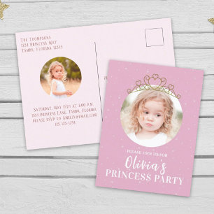 Birthday Party Pink Photo Princess Simple Cute Briefkaart