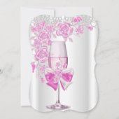 Birthday Party  Pink Rose Champagne Kaart (Achterkant)