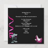 Birthday Party Pink Shoe Heels Wine Stiletto Kaart (Achterkant)