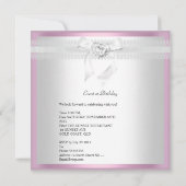 Birthday Party Pink White Diamond Heart Bow Kaart (Achterkant)