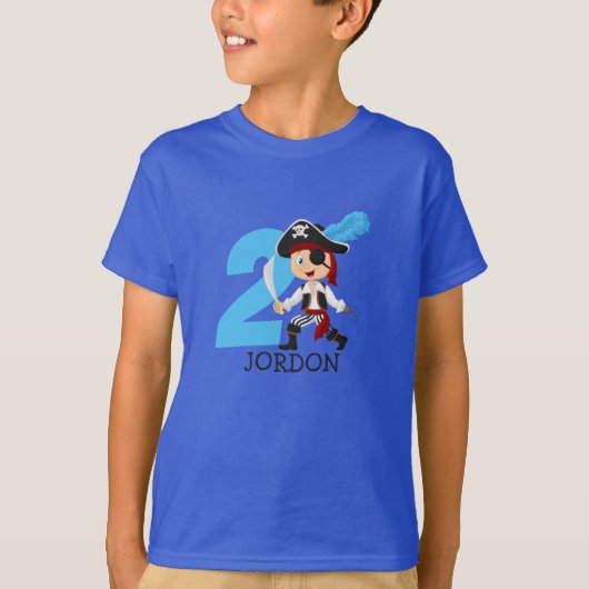Birthday Party Pirate 2e naam T-Shirt (Voorkant)