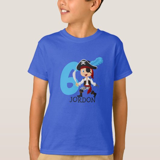 Birthday Party Pirate 6th Name T-Shirt (Voorkant)