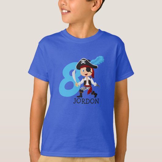 Birthday Party Pirate 8th Name T-Shirt (Voorkant)