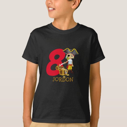 Birthday Party Pirate 8th Name T-Shirt (Voorkant)