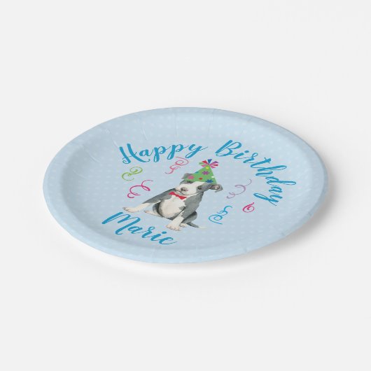 Birthday Party Pit Bull Terrier Papieren Bordje (Gekanteld)