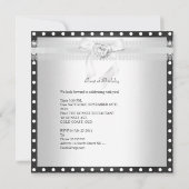 Birthday Party Polka Dot Black White Diamond Kaart (Achterkant)