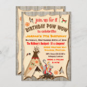 Birthday Party pow Wow Teepee-uitnodigingen Kaart (Voorkant / Achterkant)