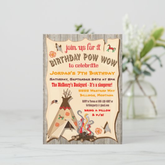 Birthday Party pow Wow Teepee-uitnodigingen Kaart (Staand voorkant)
