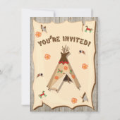 Birthday Party pow Wow Teepee-uitnodigingen Kaart (Achterkant)