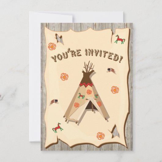 Birthday Party pow Wow Teepee-uitnodigingen Kaart (Achterkant)