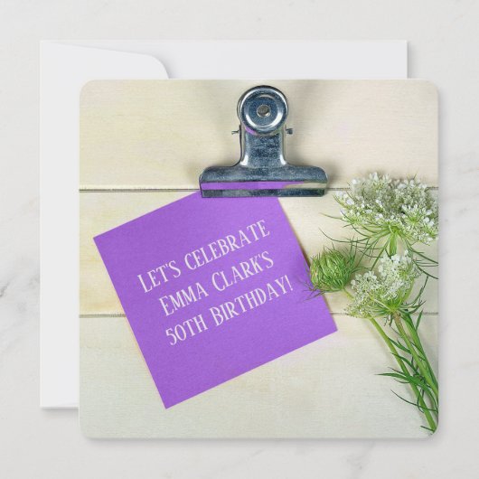 Birthday Party-Queen Anne's Lace op het klembord Kaart (Voorkant)