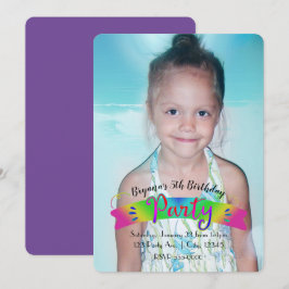Birthday PARTY Rainbow Color Photo Invision Kaart