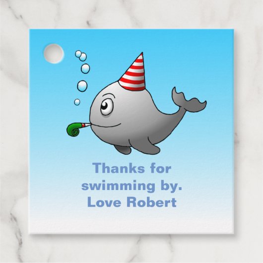 Birthday Party-Ready Whale Bedankjes Labels (Voorkant)