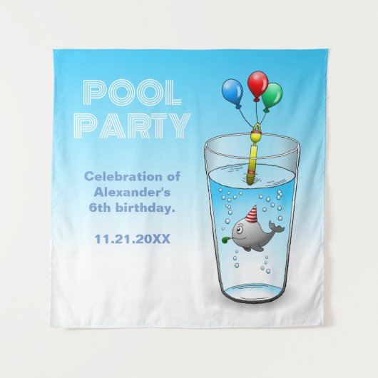 Birthday Party-Ready Whale Wandkleed (Voorkant)