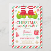 Birthday Party Red and Gold Elf Kaart (Voorkant)