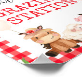 Birthday Party Red Barn Oink Baa Moo Farm Animals Poster (Hoek)