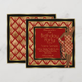 Birthday Party Red Black Gold Art Deco 1930 Lady Kaart (Voorkant / Achterkant)