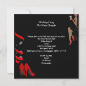 Birthday Party Red Black Shoe High Heels Ethnic Kaart (Achterkant)