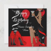 Birthday Party Red Black Shoe High Heels Ethnic Kaart (Voorkant)