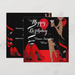 Birthday Party Red Black Shoe High Heels Ethnic Kaart