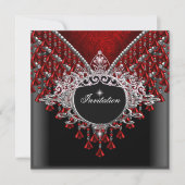 Birthday Party Red Black Silver Kaart (Voorkant)