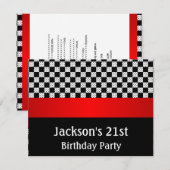 Birthday Party Red Black & White Check Patroon Kaart (Voorkant / Achterkant)