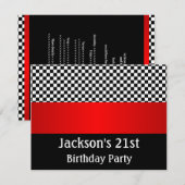 Birthday Party Red Black & White Check Patroon Kaart (Voorkant / Achterkant)
