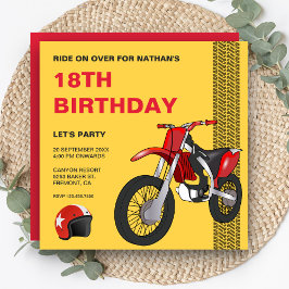 Birthday Party Red Dirt Bike Motocross Kaart