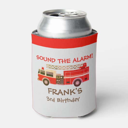 Birthday Party Red Fire Truck Blikjeskoeler (Blikje Voorkant)