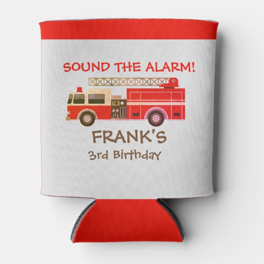 Birthday Party Red Fire Truck Blikjeskoeler (Voorkant)