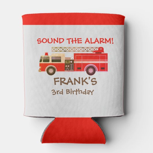 Birthday Party Red Fire Truck Blikjeskoeler (Achterkant)