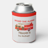 Birthday Party Red Fire Truck Blikjeskoeler (Blikje Achterkant)
