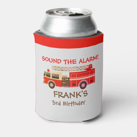 Birthday Party Red Fire Truck Blikjeskoeler (Blikje Achterkant)