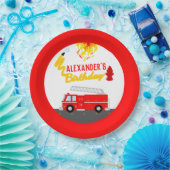 Birthday Party Red Fire Truck Papieren Bordje (Feest)