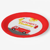 Birthday Party Red Fire Truck Papieren Bordje (Gekanteld)