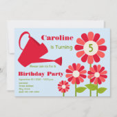 Birthday Party - Red Flower Garden & Watering Can Kaart (Voorkant)