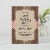 Birthday Party Red Gingham Burlap BBQ Invite Kaart (Staand voorkant)