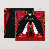 Birthday Party Red Gold Shoes Kaart (Voorkant / Achterkant)