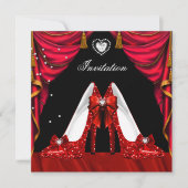 Birthday Party Red Gold Shoes Kaart (Voorkant)