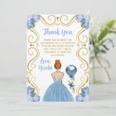 Birthday Party Red Hair Princess Blue Bedankkaart (Staand voorkant)