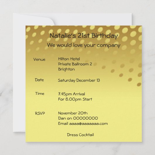 Birthday Party Red Heart Gold en Black Kaart (Achterkant)