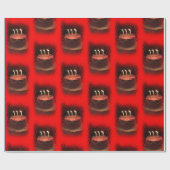 Birthday Party Red met Cake Wrapping Paper Cadeaupapier (Vlak)