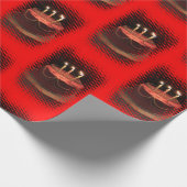 Birthday Party Red met Cake Wrapping Paper Cadeaupapier (Hoek)