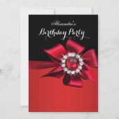 Birthday Party Red Pearl Diamond Bow Kaart (Voorkant)