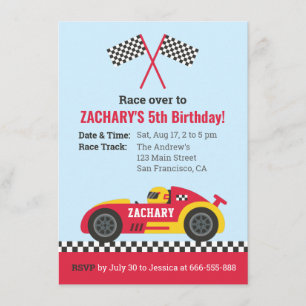 Birthday Party Red Racing Car Kaart