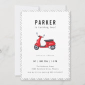 Birthday Party Red Retro Scooter Theme Kaart (Voorkant)