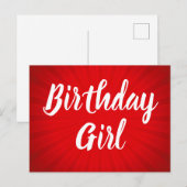 Birthday Party Red Sunburst Briefkaart (Voorkant / Achterkant)