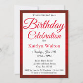 Birthday Party Red Sunburst Script Kaart (Voorkant)